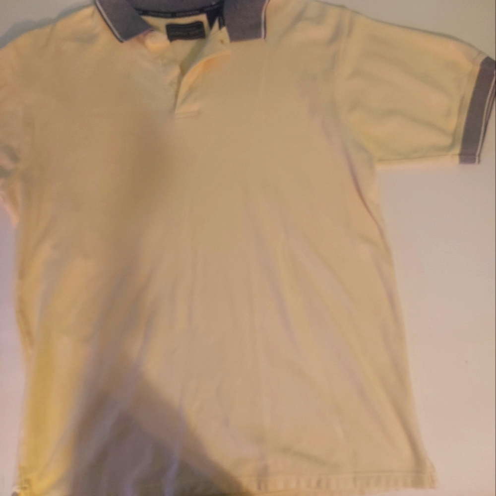 Steve stricker fairway sport‎ mens polo L yellow/w blue and yellow collar